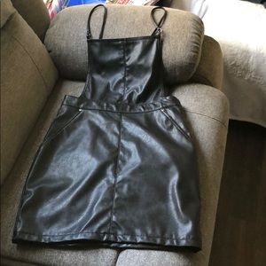 H&M leather overall dress